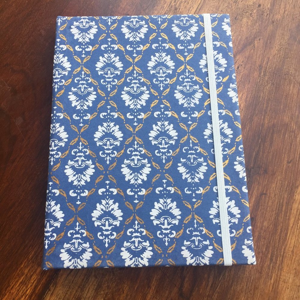 Recycled Cotton Hardcover Noteook - Blue Damask